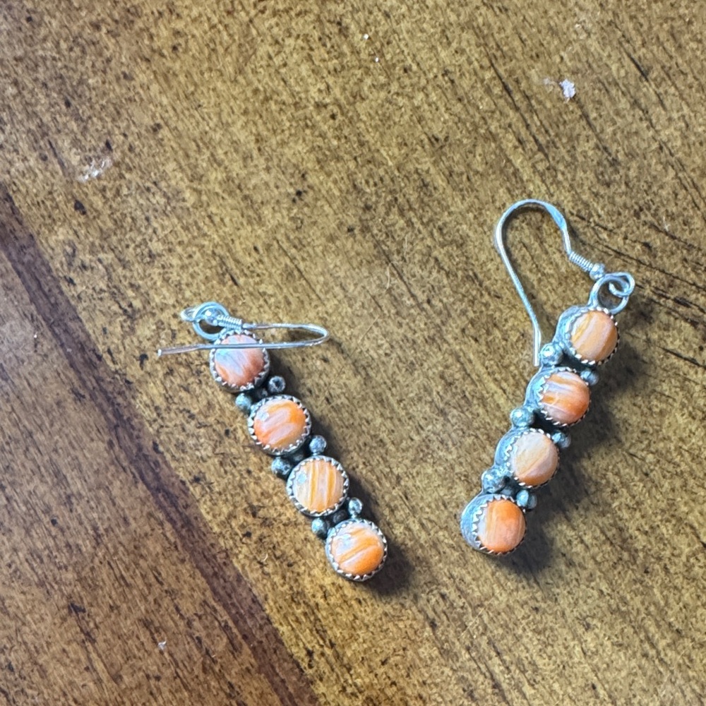 Spiny Orange Dangle Earrings Authentic Native